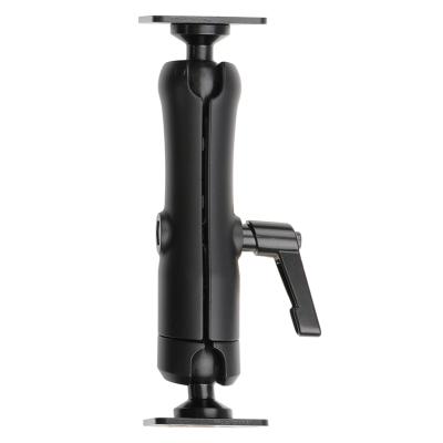 Schwerlast Sockelhalterung, L&auml;nge: 180mm, mit Kugelkopf und Fl&uuml;gelmutter, Montageplatte 42x50mm mit